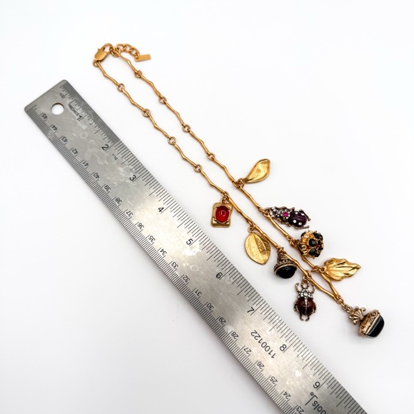 ✨ZARA✨ Gold-Tone Charm Necklace with Enamel Bugs and Leaves - Picture 8 of 8